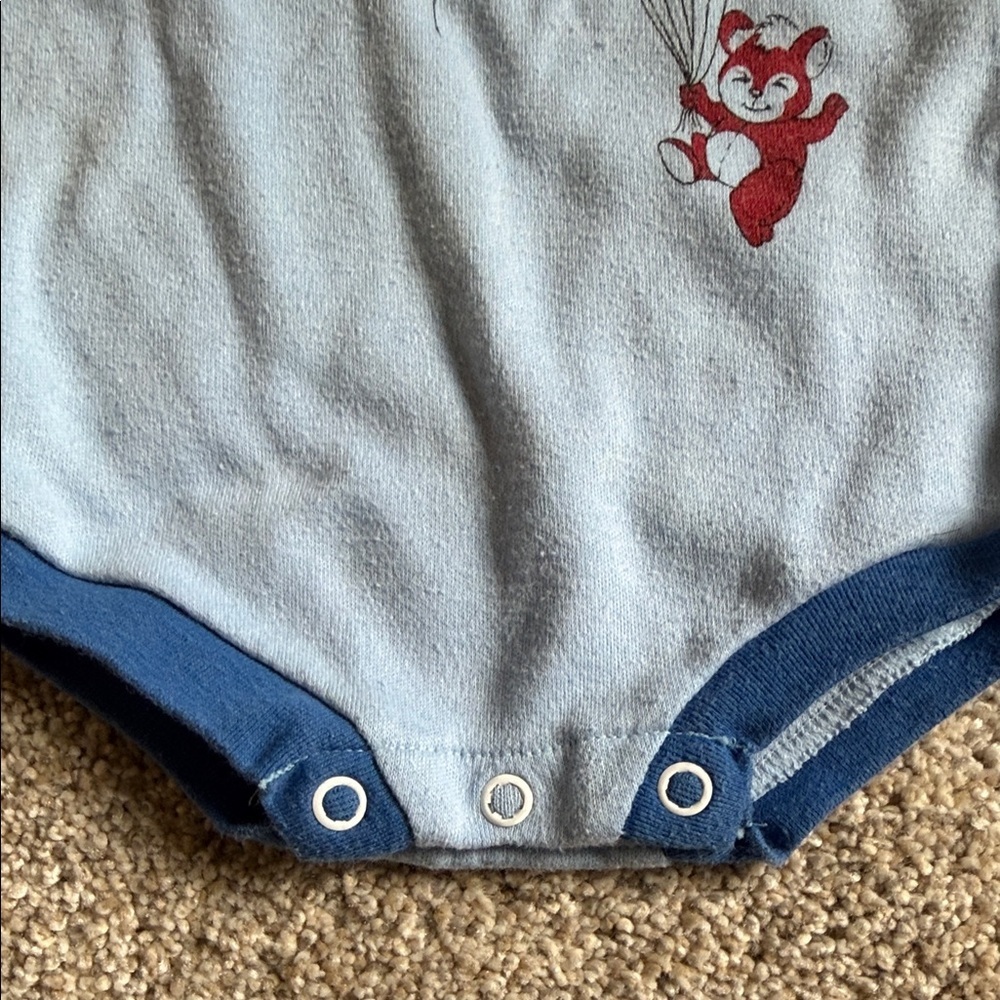 Vintage Little Guys Blue Balloon Print Kids One Piece Bodysuit 6 months - Picture 4 of 5